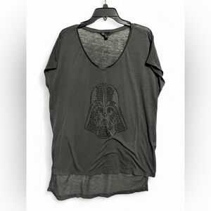 Star Wars Gray rhinestone Darth Vader Graphic V-Neck Tee